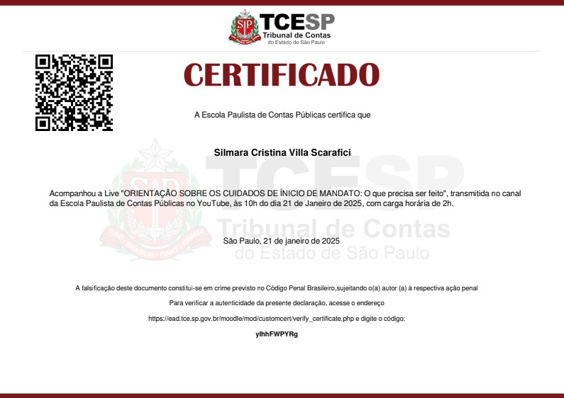 Certificado TCESP 2025