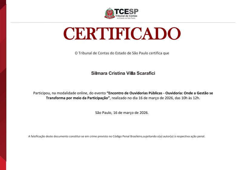 Certificado TCESP 2026